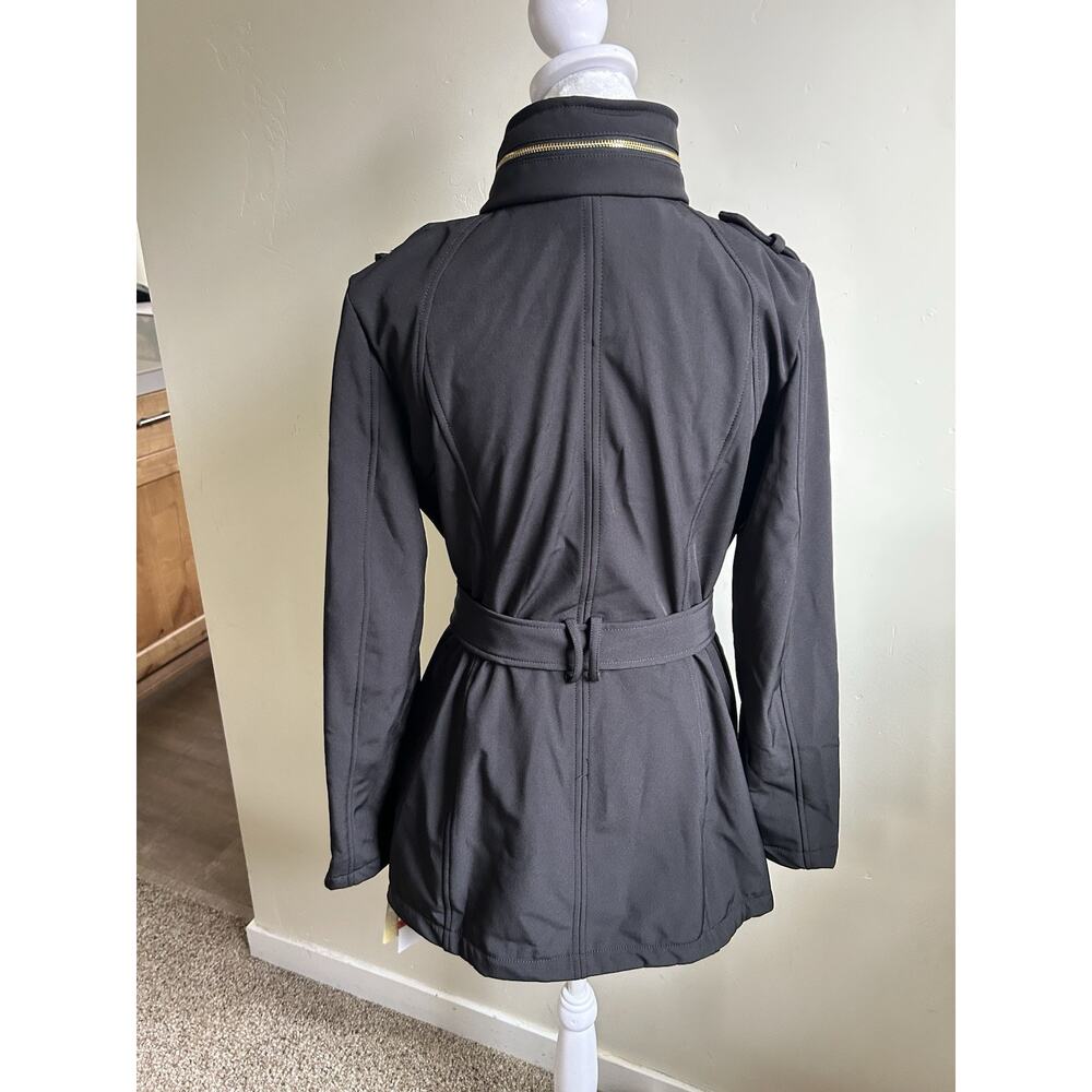 Michael Kors Trench Coat Womens XS Black Hooded Belted Zip Lined NWT - Picture 4 of 16
